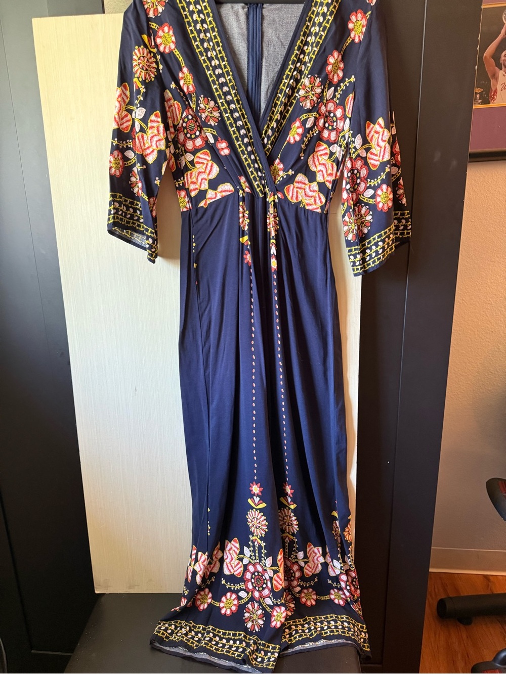 Women's Navy Floral Embroidered Boho Jumpsuit